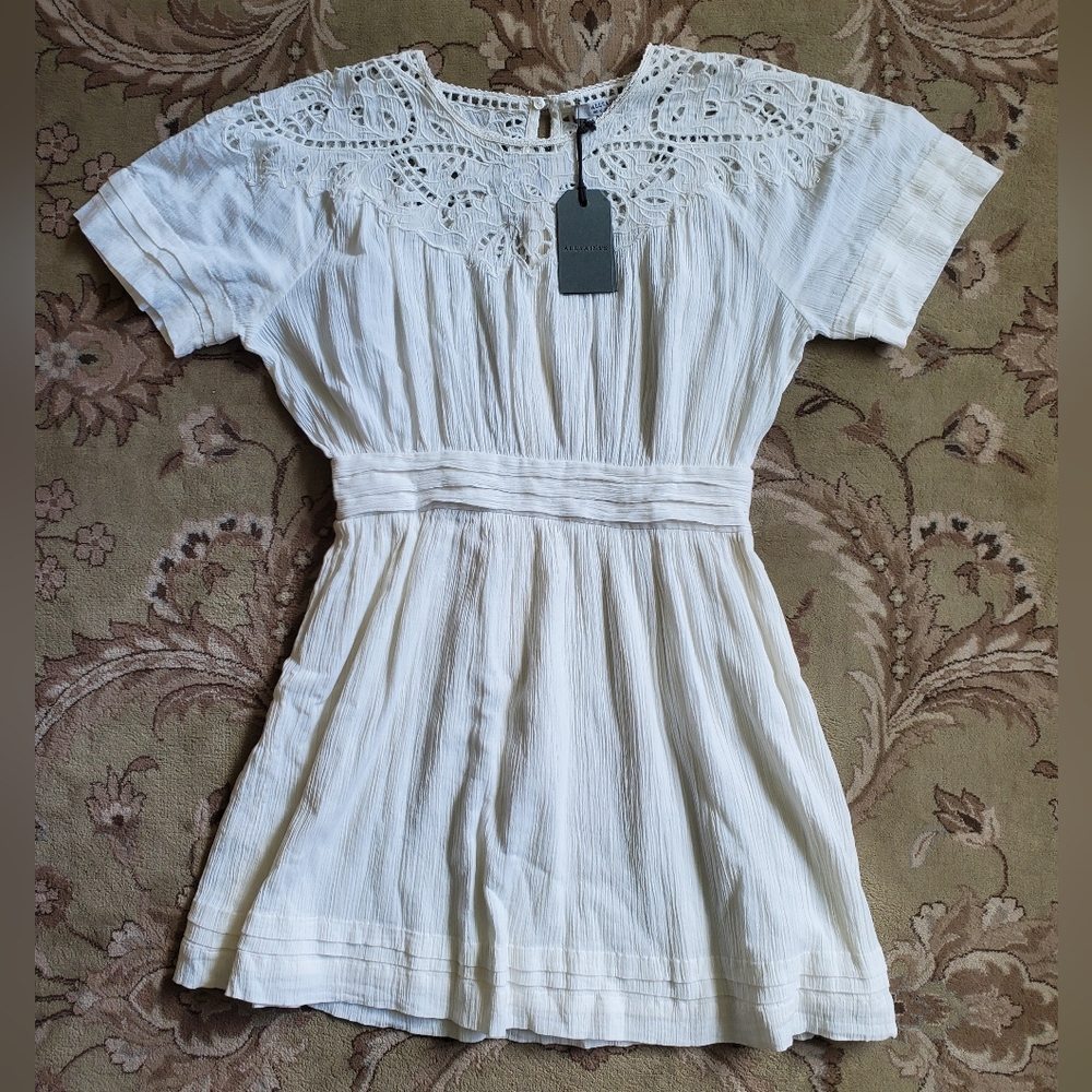 Allsaints Lise White Cotton Mini Dress - 6